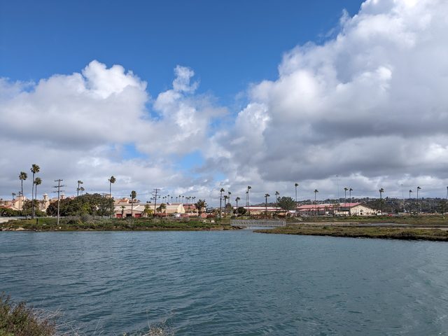 The Del Mar fairgrounds seen across the San Dieguito lagoon